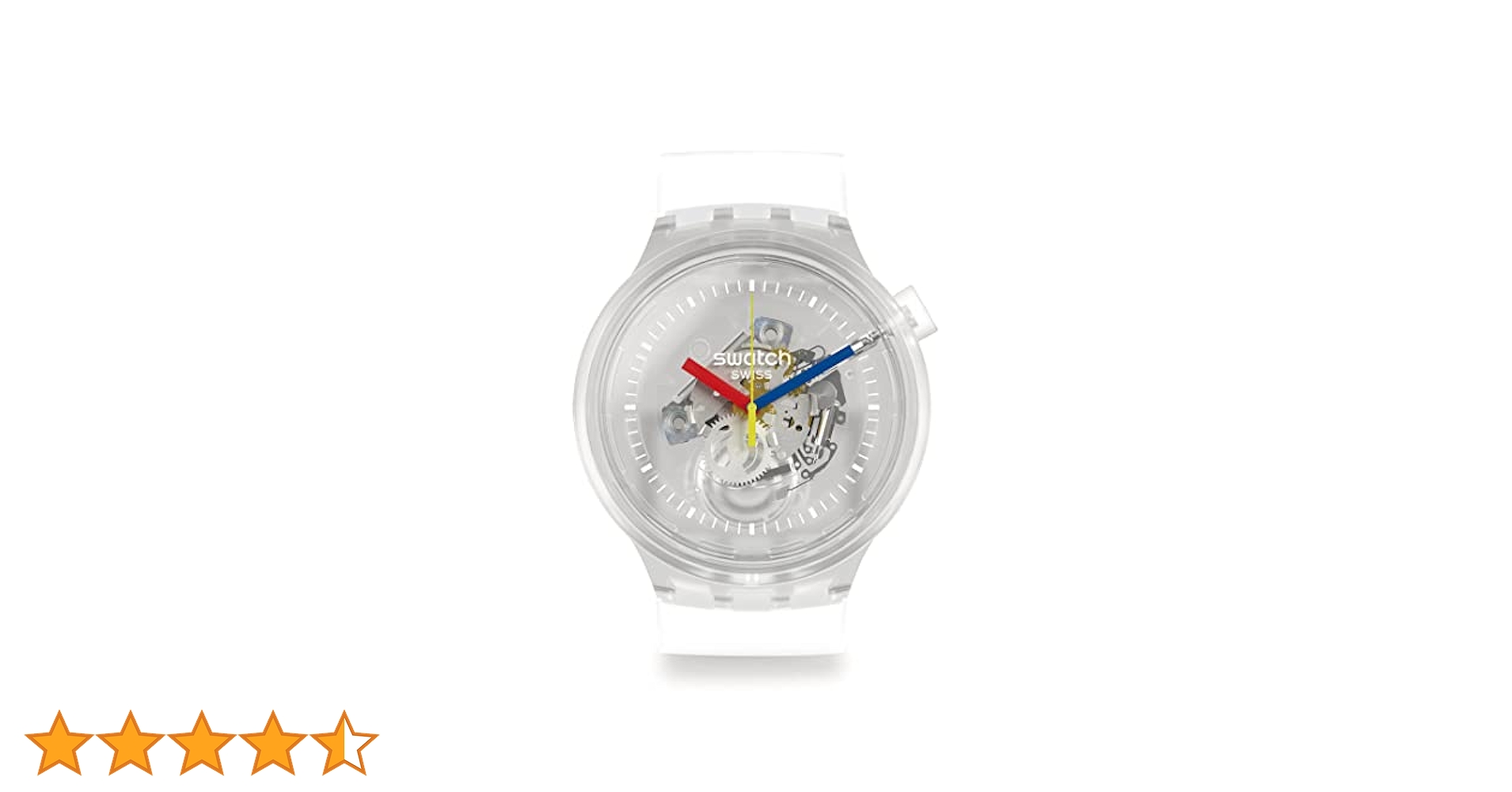 Swatch Watch Unisex , Quartz Movement, Analog Display, Clear